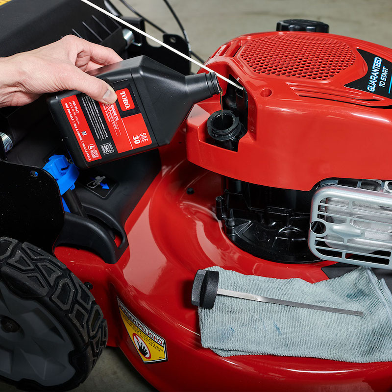 how to change oil in lawn mower?